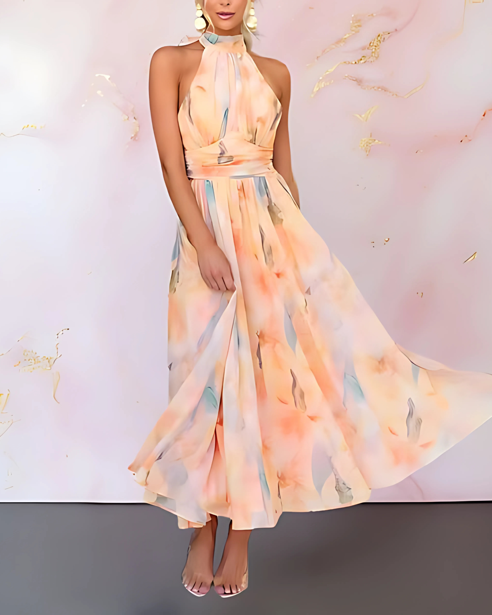 Seraphina Watercolor Halter Dress