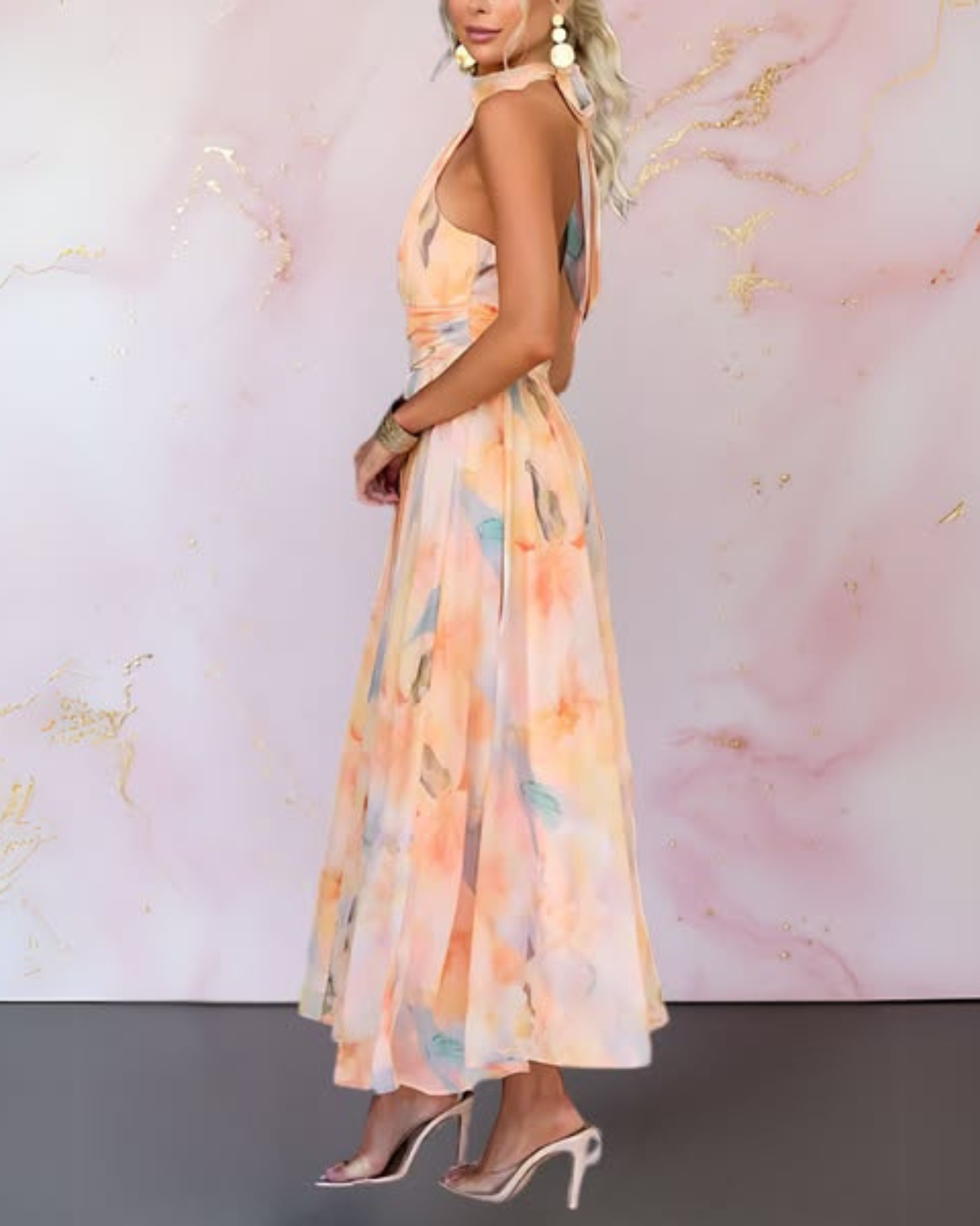 Seraphina Watercolor Halter Dress