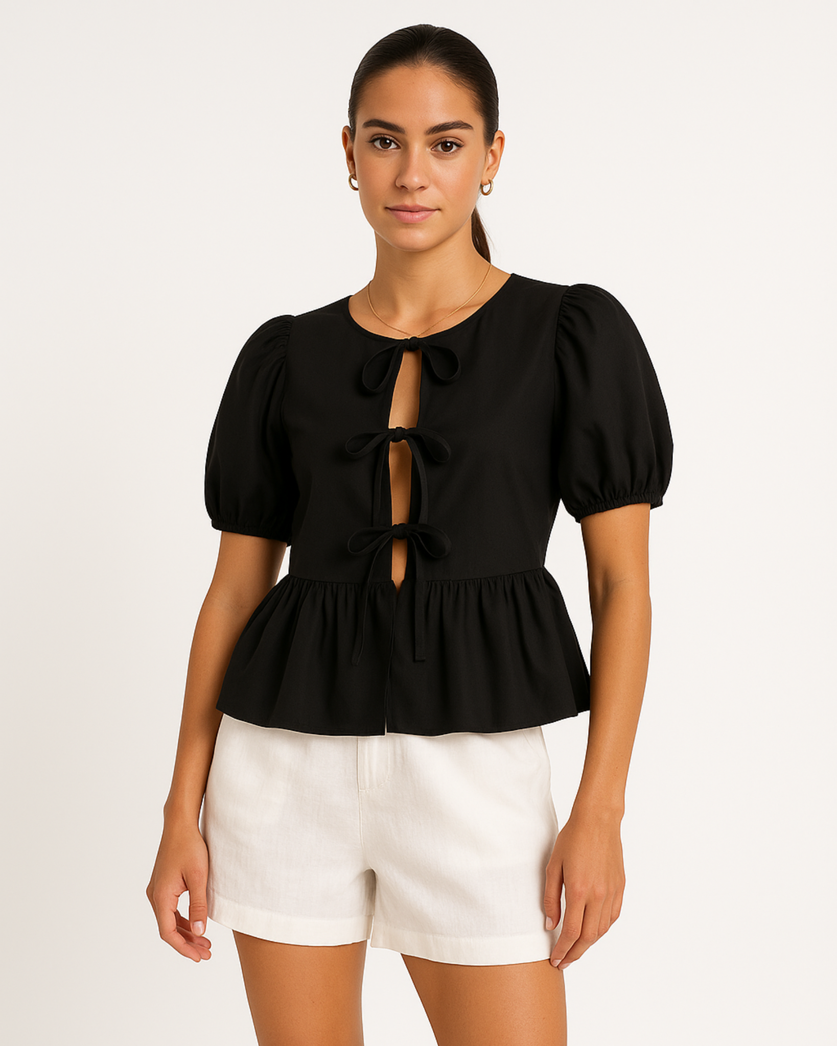Evie Puff Sleeve Bow Top