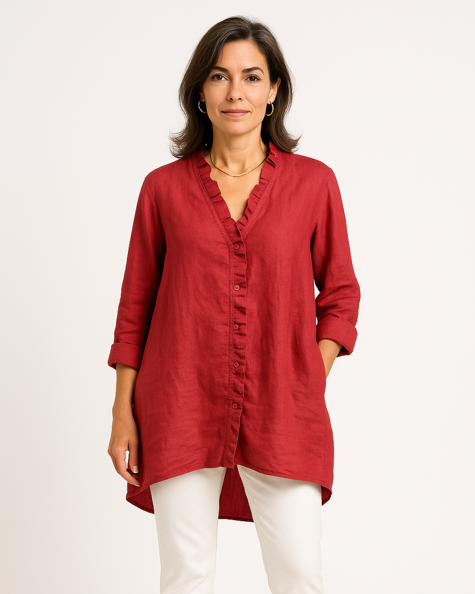 Vela Soft Collar Linen Shirt