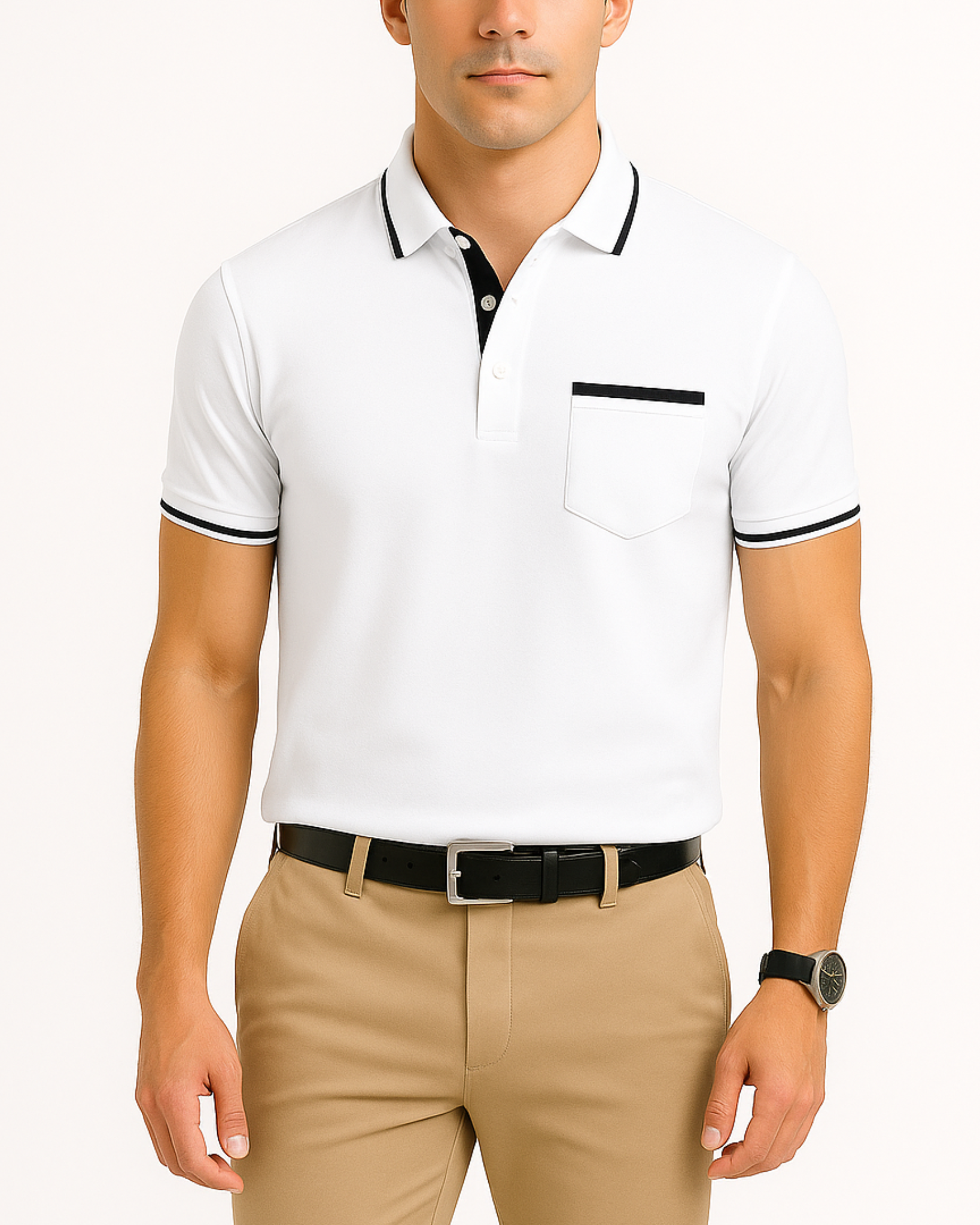 Elio Contrast Collar Polo