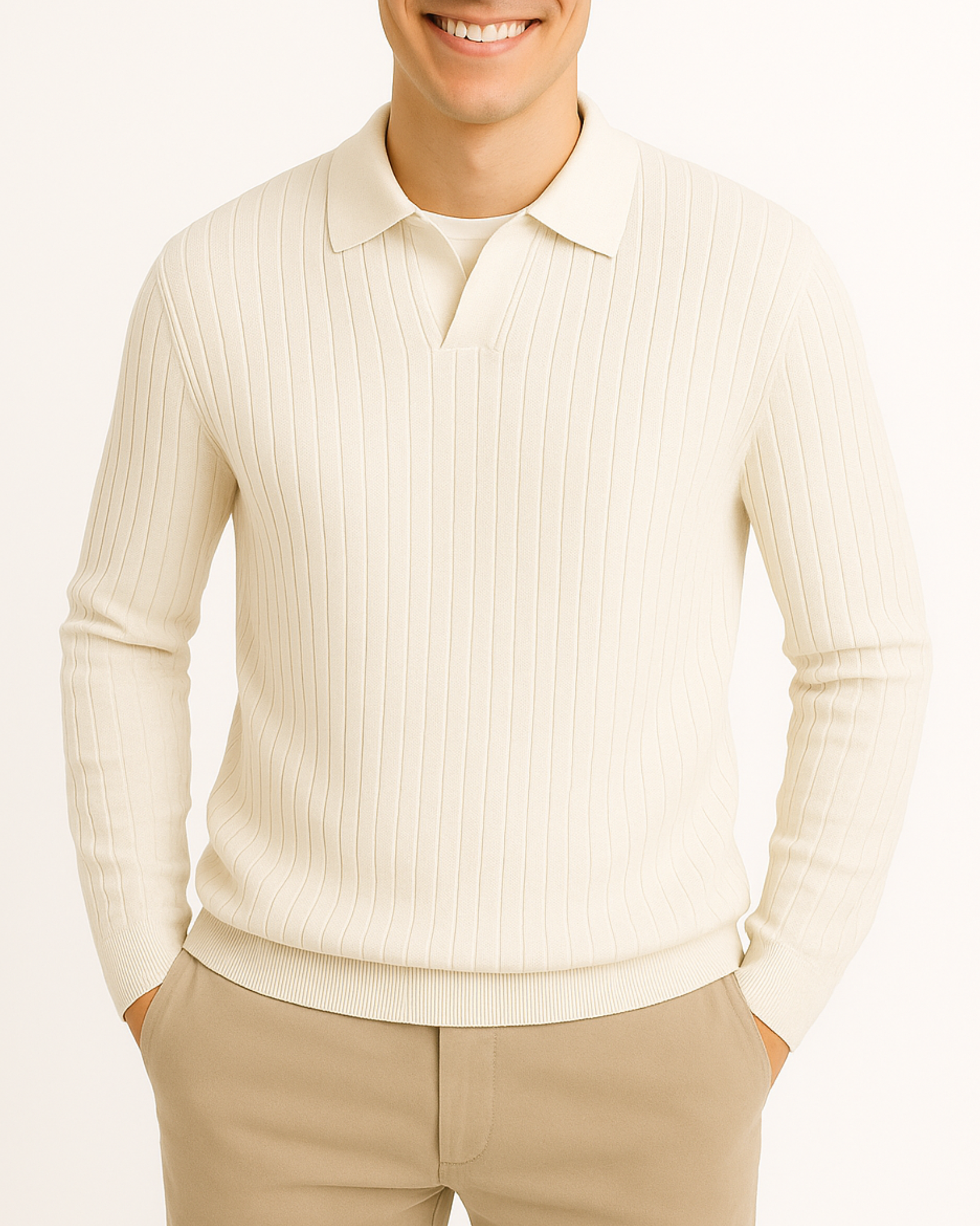 Jude Ribbed Knit Polo Sweater