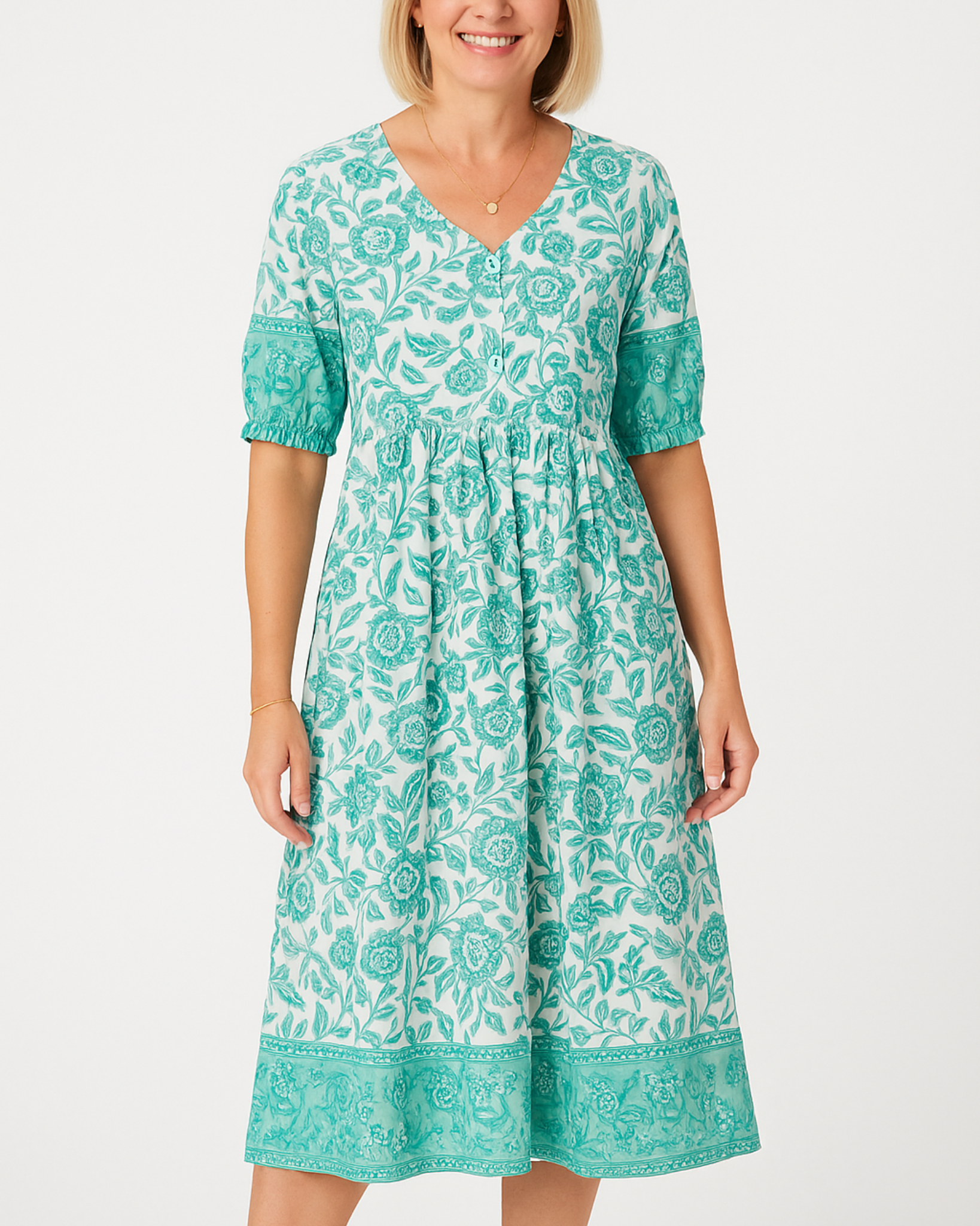 Maribel Blue Bloom Midi Dress