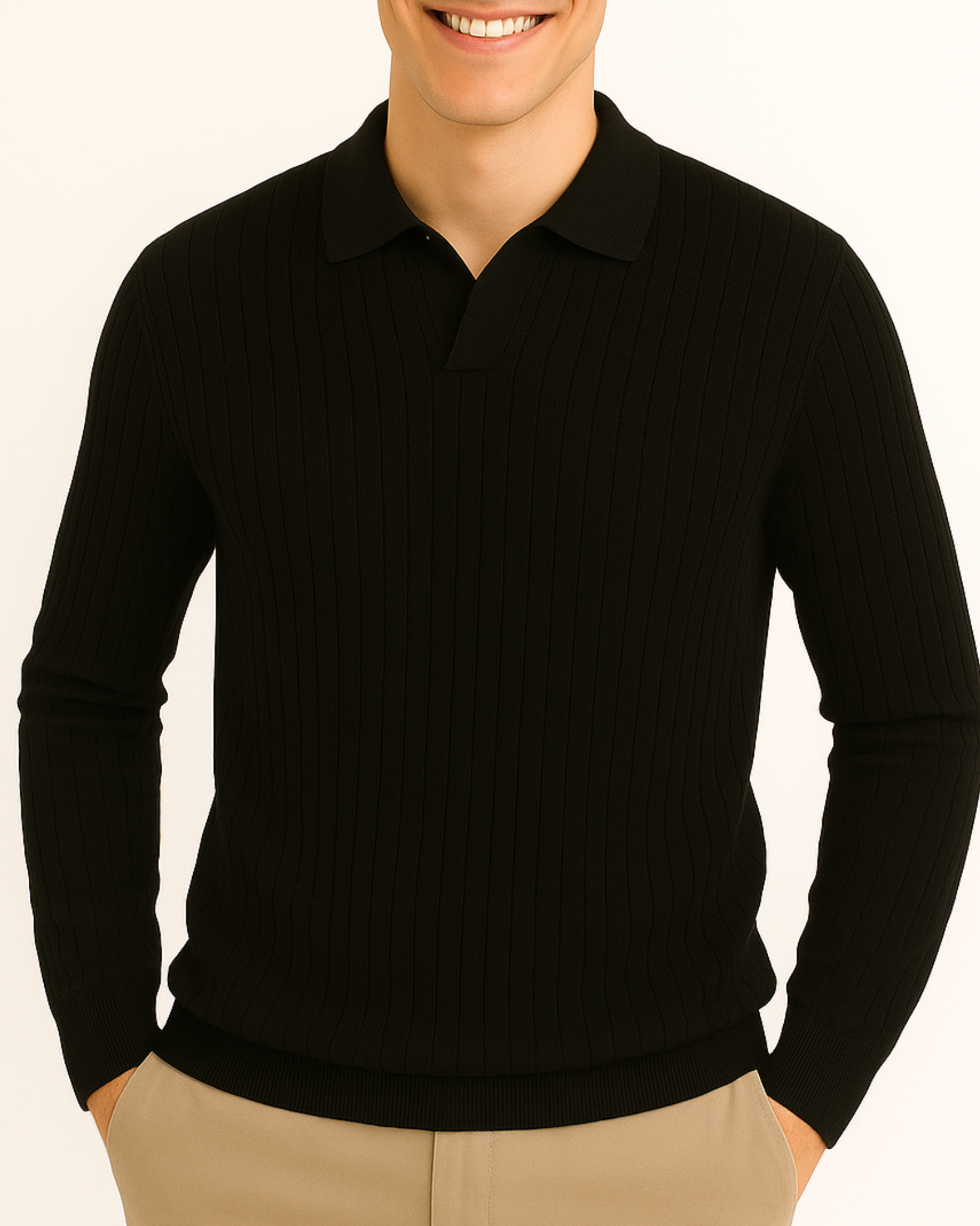 Jude Ribbed Knit Polo Sweater