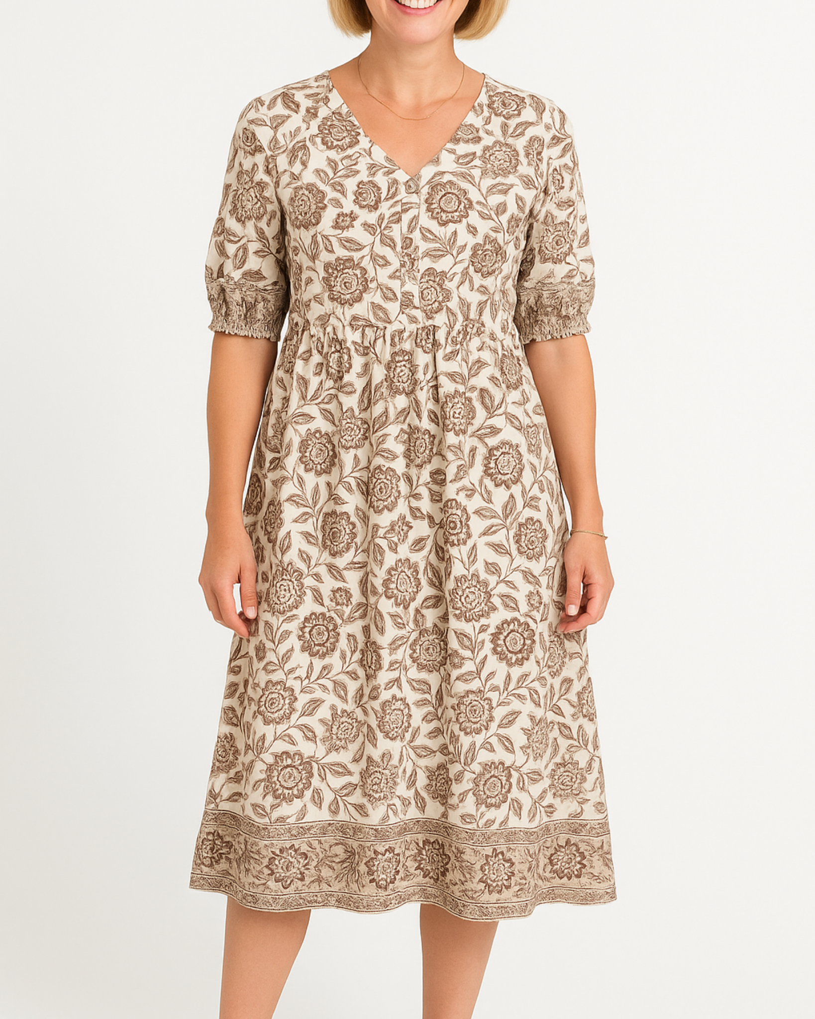 Maribel Blue Bloom Midi Dress