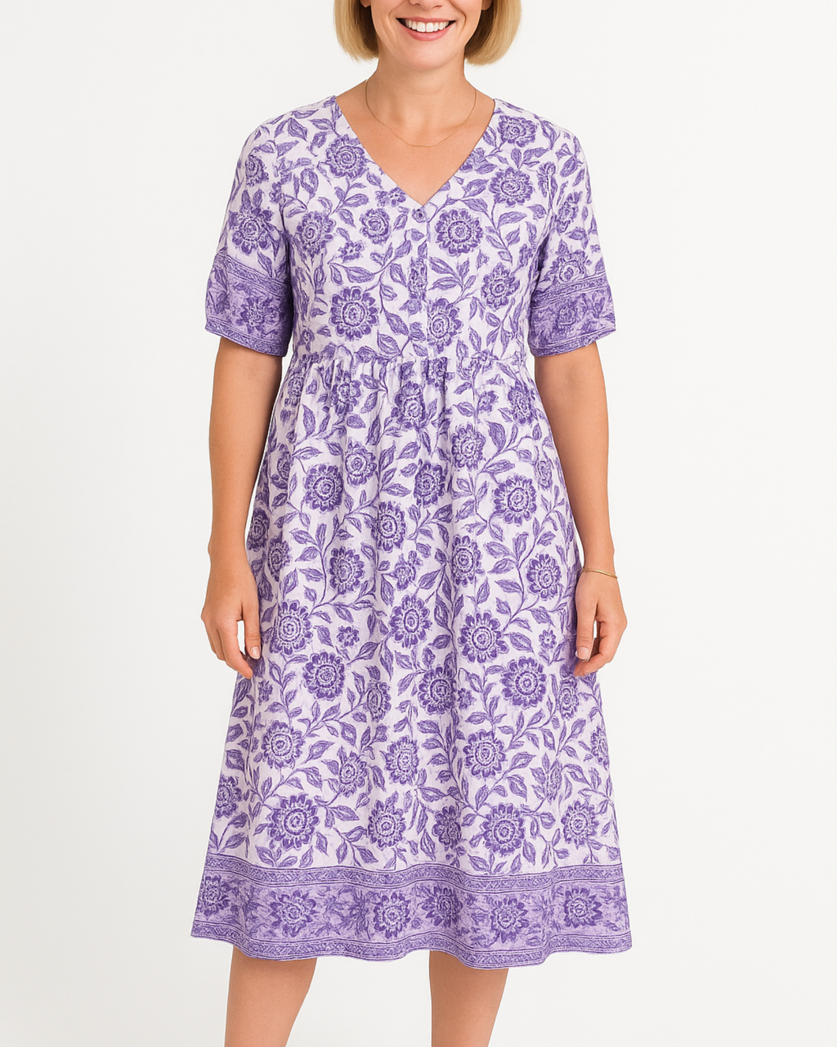 Maribel Blue Bloom Midi Dress