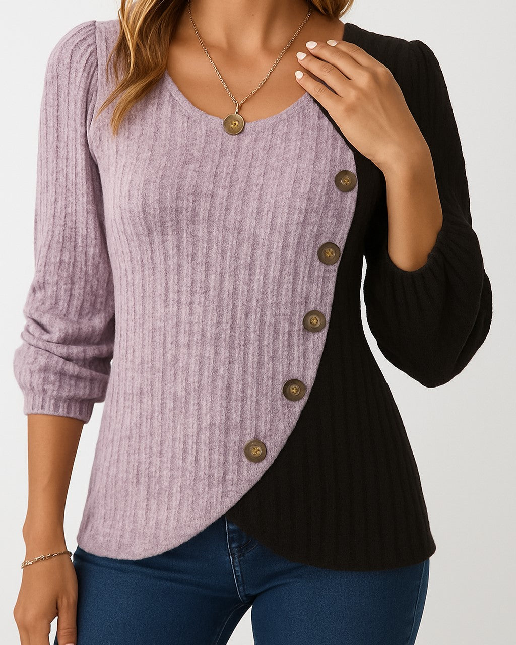 Elira Button Wrap Knit Top