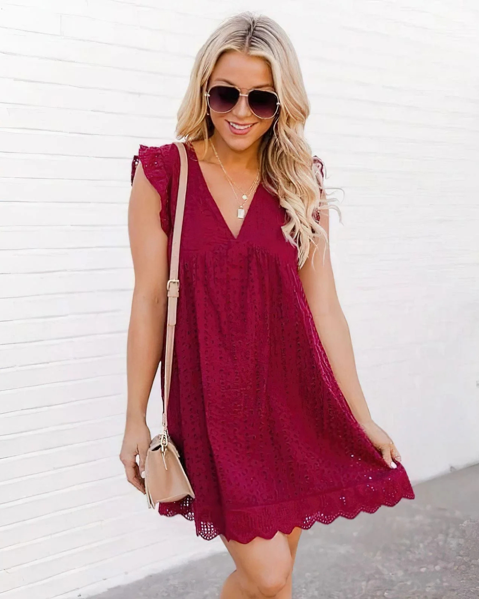 Solei Eyelet Flutter Dress - No Chafe Dress