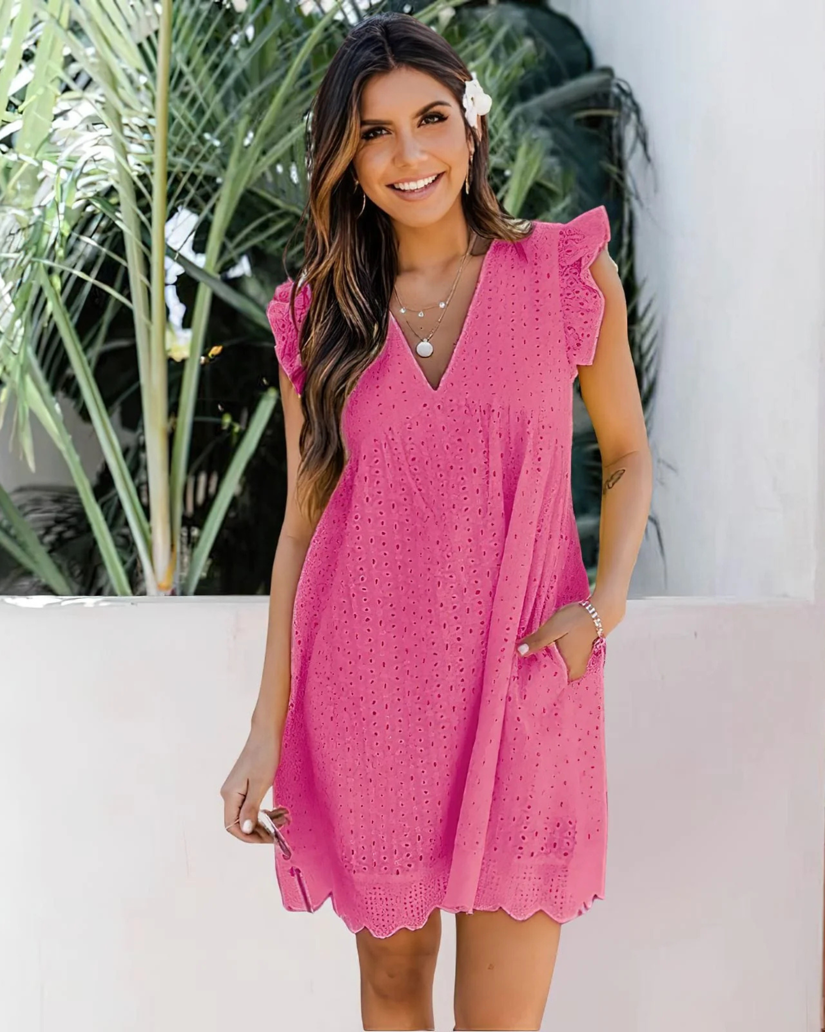 Solei Eyelet Flutter Dress - No Chafe Dress