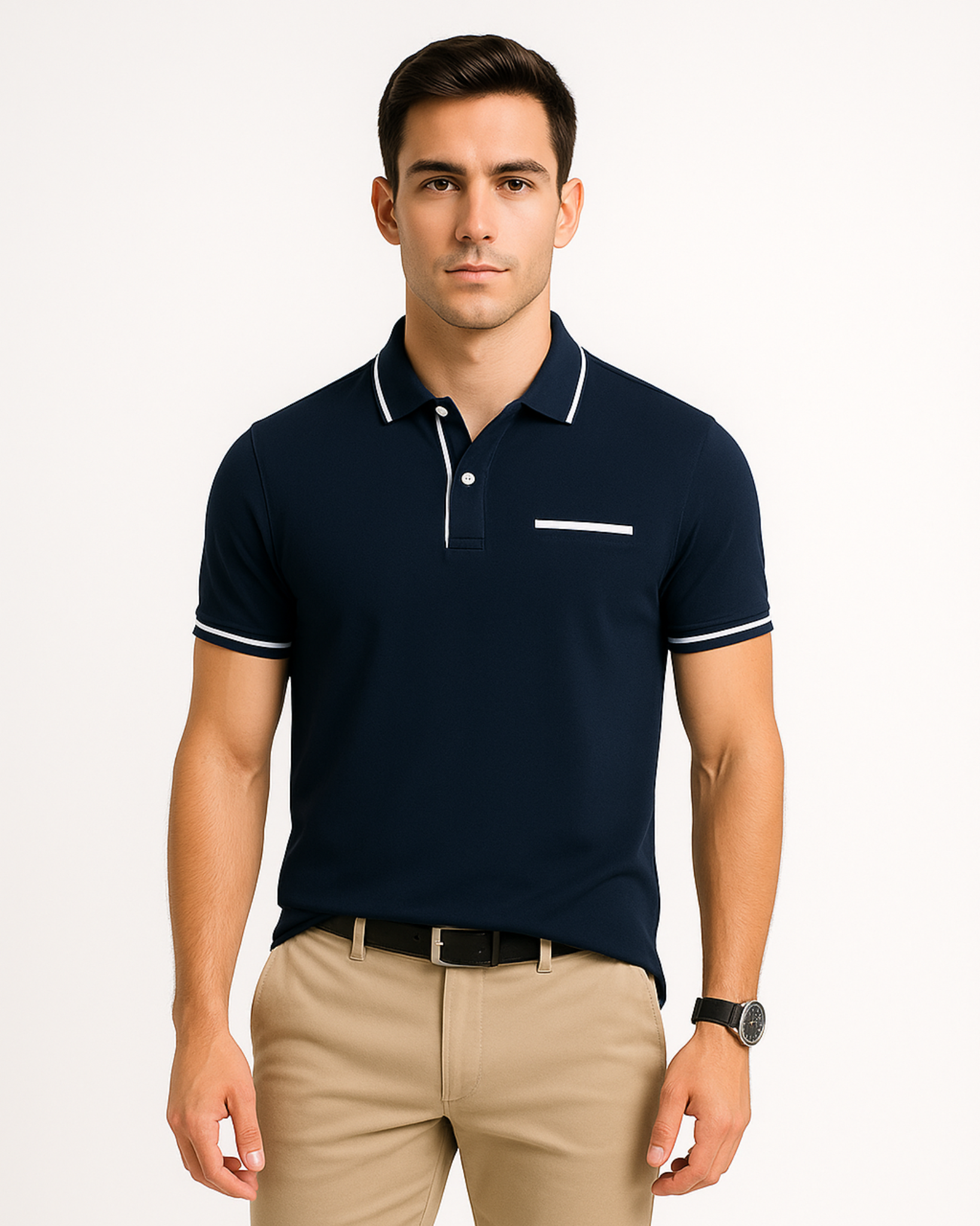Elio Contrast Collar Polo