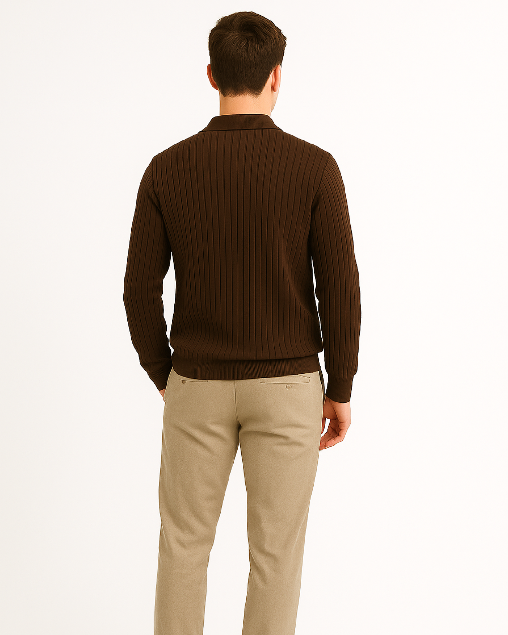 Jude Ribbed Knit Polo Sweater