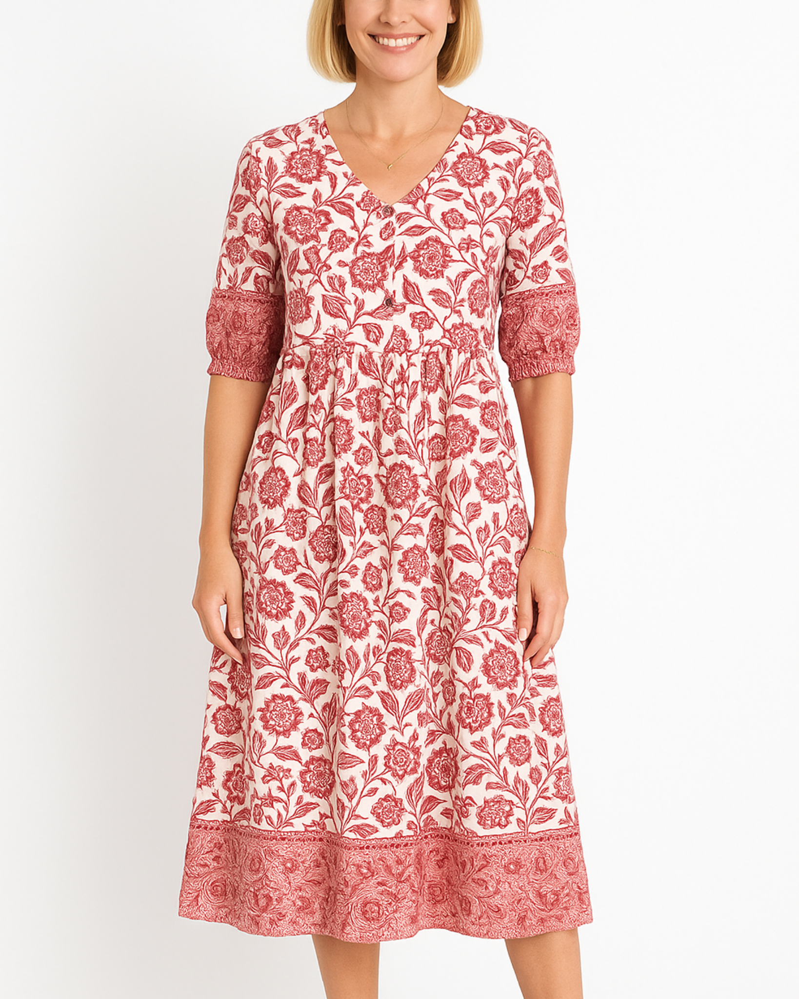 Maribel Blue Bloom Midi Dress