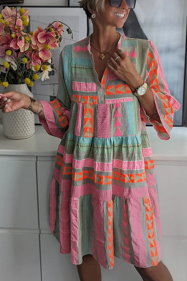 Zari Geo Boho Tunic Dress