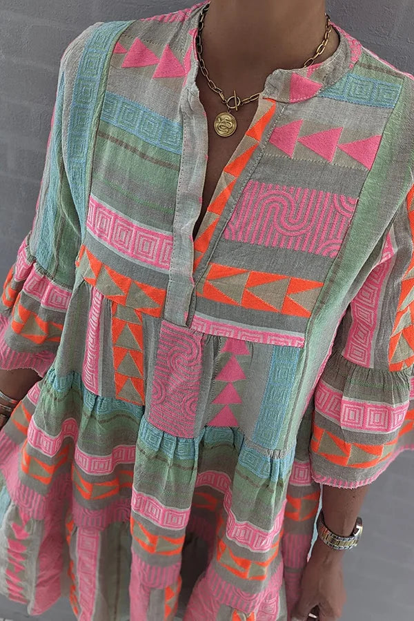 Zari Geo Boho Tunic Dress