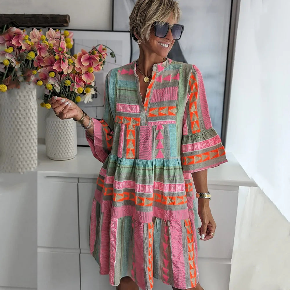 Zari Geo Boho Tunic Dress